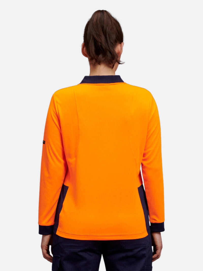 King Gee K44730 Workcool Hyperfreeze Hi-Vis Long Sleeve Polo Shirt Ladies – product photo