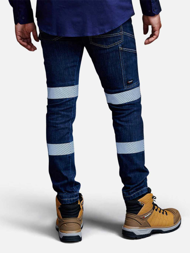 King Gee K53007 Urban Coolmax Stretch Slim Reflective Denim Work Jeans Mens – product photo