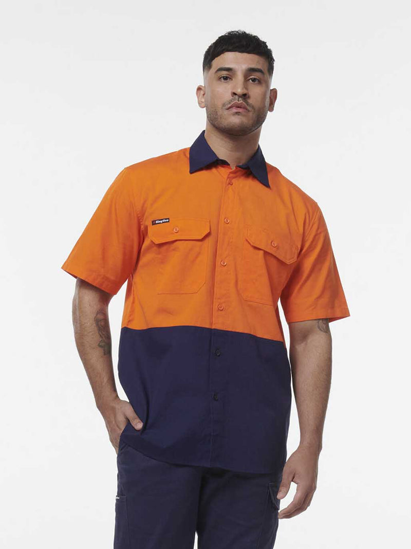 King Gee K54008 Workcool Vented Spliced Short Sleeve Shirt Mens – product photo
