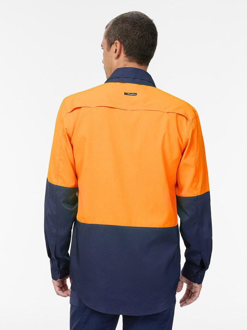 King Gee K54036 DryCool Hi Vis Spliced Shirt Long Sleeve Shirt Mens – product photo