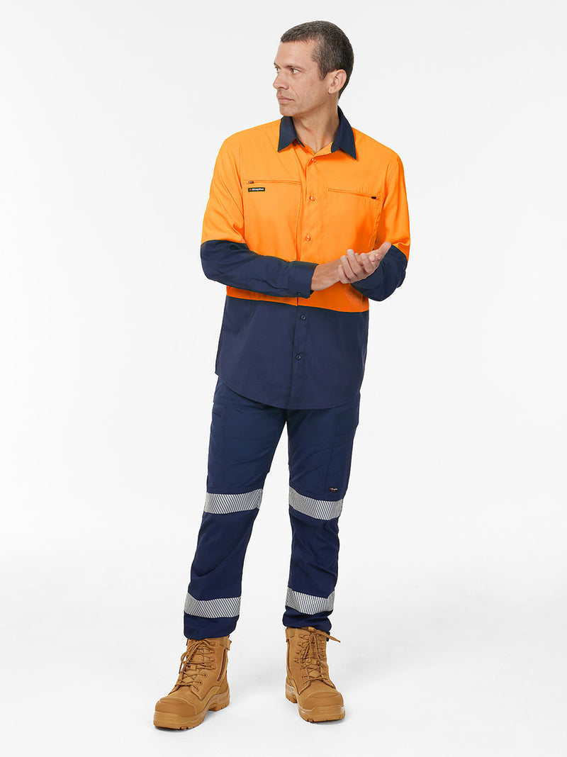 King Gee K54036 DryCool Hi Vis Spliced Shirt Long Sleeve Shirt Mens – product photo