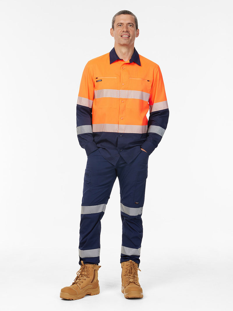 King Gee K54037 DryCool Hi Vis Spliced Taped Shirt Long Sleeve Shirt Mens – product photo