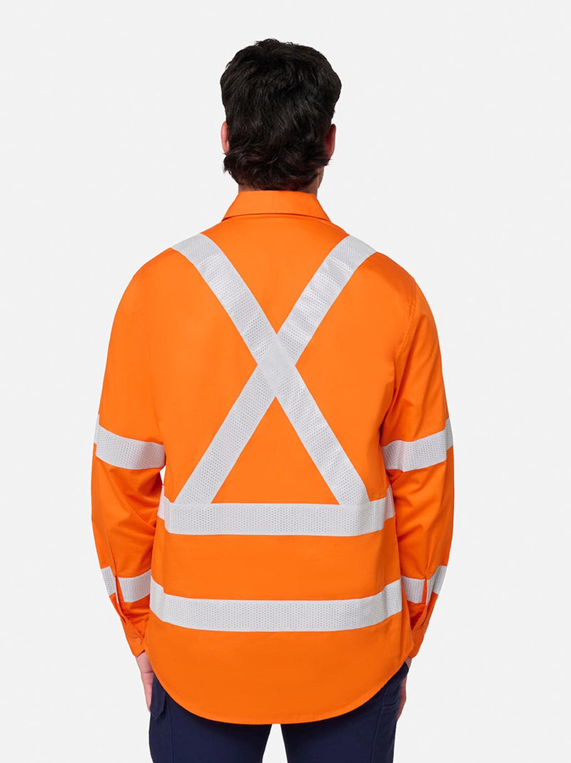 King Gee K54044 Originals NSW Rail Hi-Vis Vented Taped Long Sleeve Shirt Mens – product photo