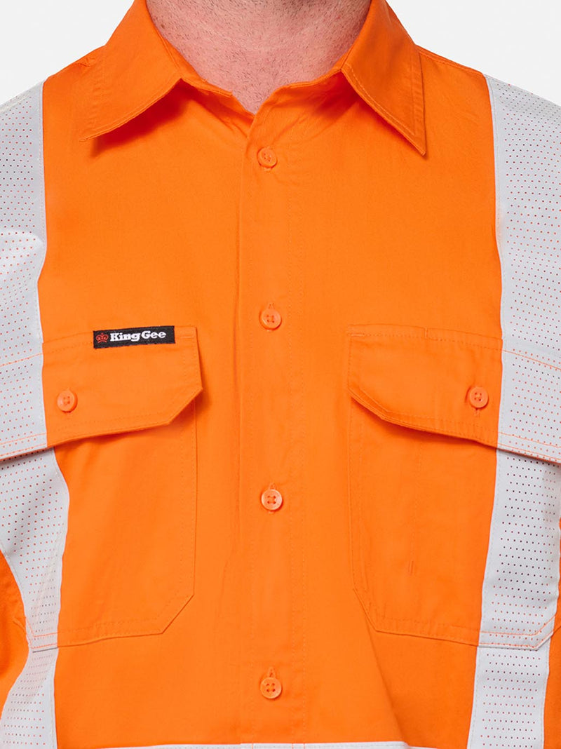 King Gee K54044 Originals NSW Rail Hi-Vis Vented Taped Long Sleeve Shirt Mens – product photo