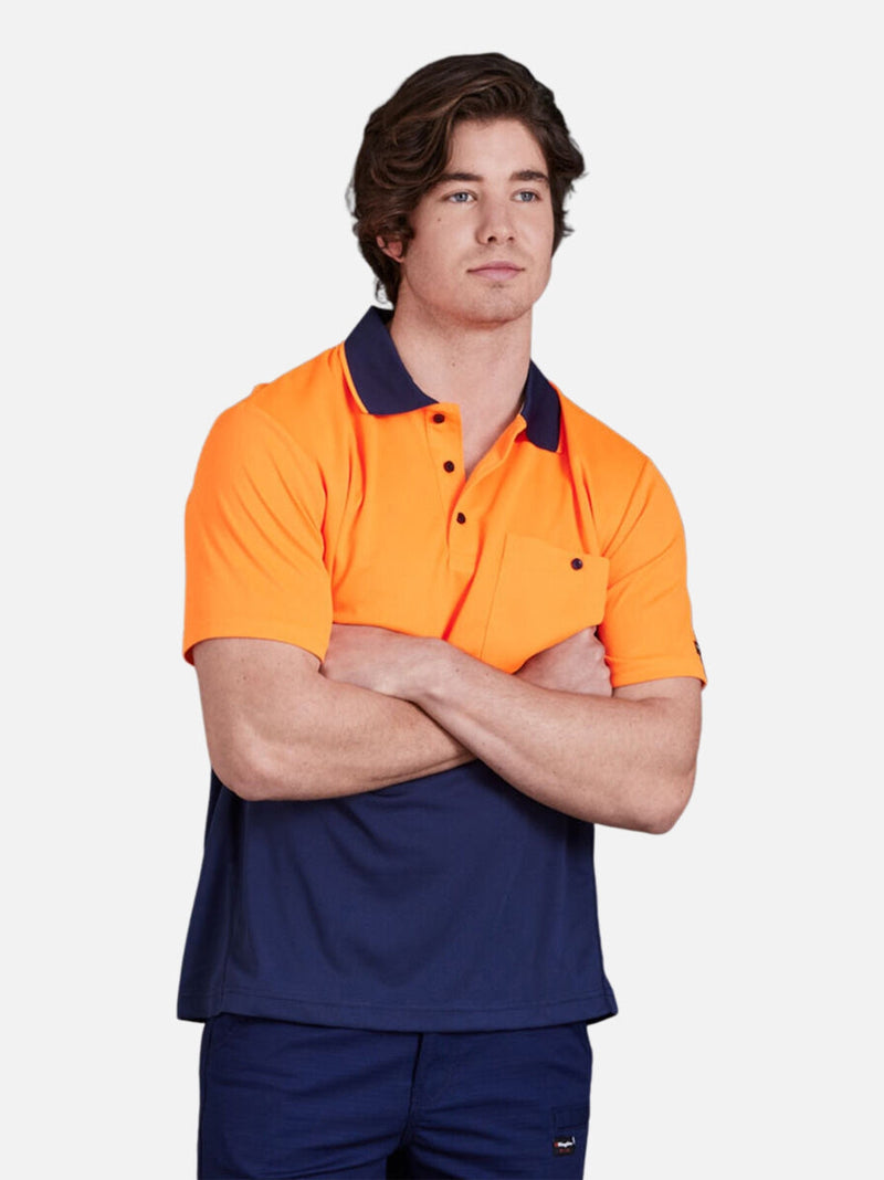 King Gee K54205 Workcool Hyperfreeze Hi-Vis Two Tone Short Sleeve Polo Shirt Mens – product photo