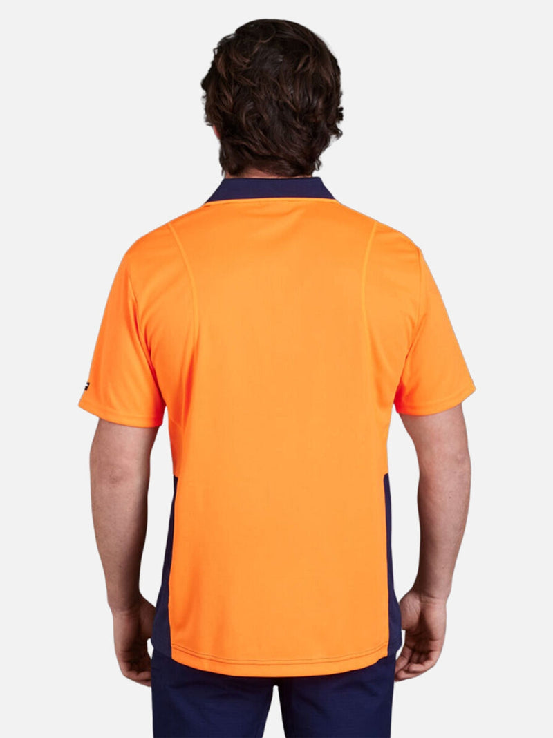 King Gee K54205 Workcool Hyperfreeze Hi-Vis Two Tone Short Sleeve Polo Shirt Mens – product photo