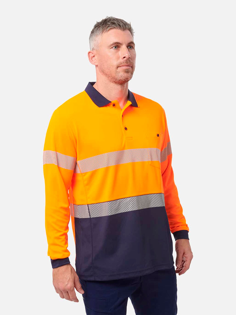 King Gee K54225 Workcool Hyperfreeze Hi-Vis Reflective Long Sleeve Polo Mens – product photo