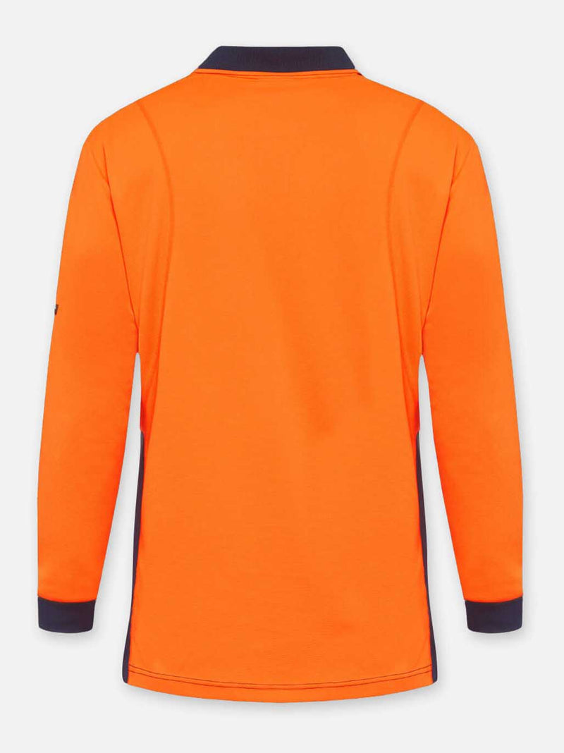 King Gee K54235 Workcool Hyperfreeze Hi-Vis Two Tone Long Sleeve Polo Shirt Mens – product photo
