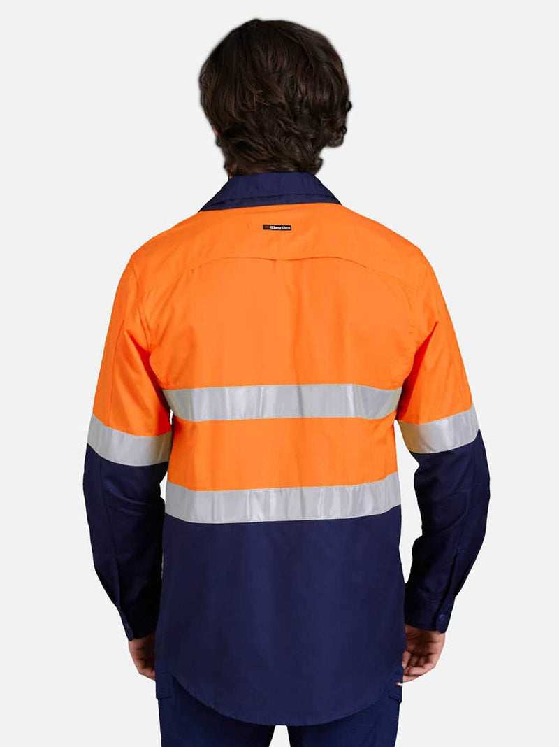 King Gee K54880 Workcool 2 Hi-Vis Reflective Two Tone Long Sleeve Work Shirt Mens – product photo