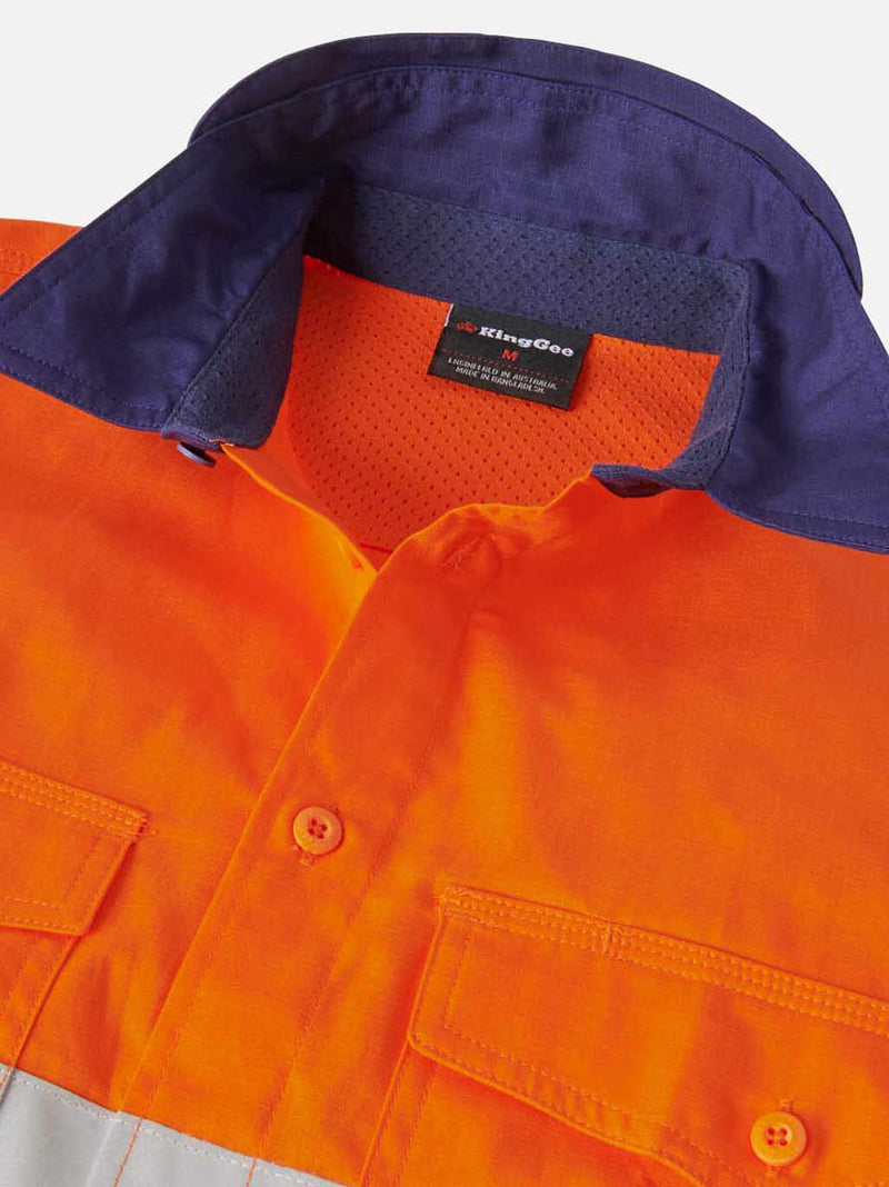 King Gee K54880 Workcool 2 Hi-Vis Reflective Two Tone Long Sleeve Work Shirt Mens – product photo