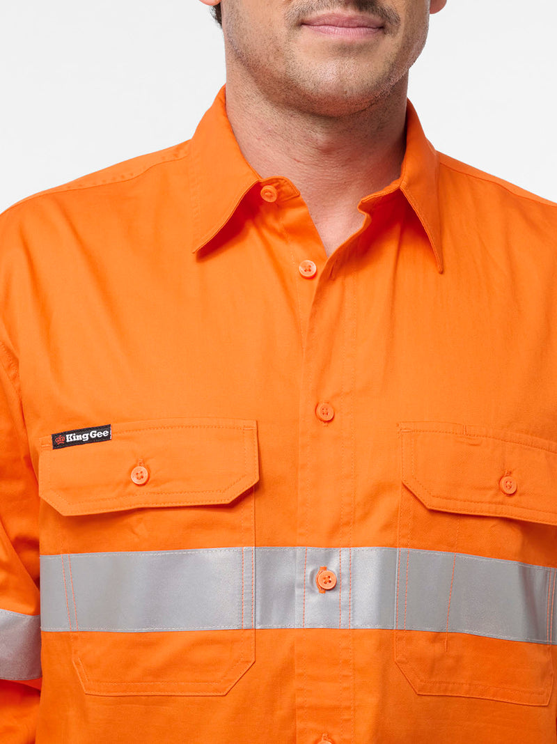 King Gee K54932 Originals Hi Vis Vented Taped Long Sleeve Shirt Mens – product photo