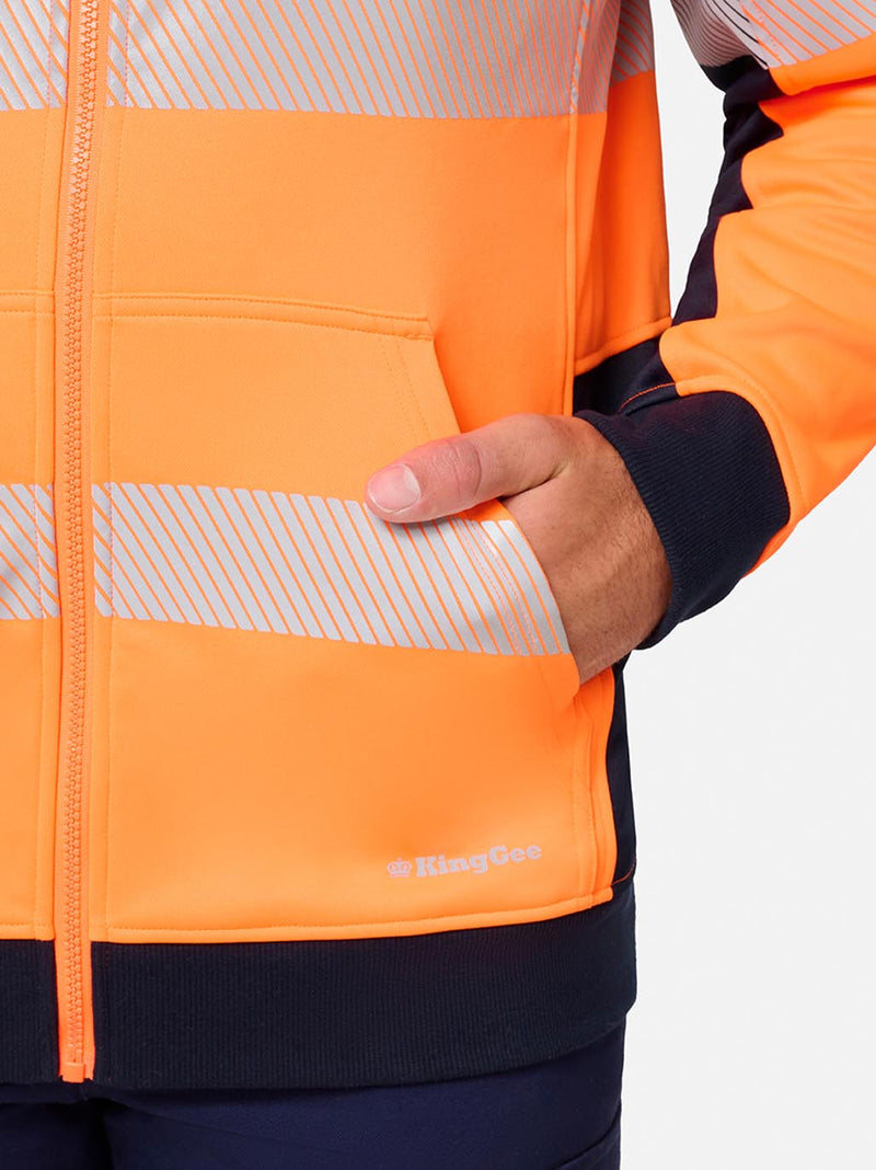 King Gee K55018 Originals Hi-Vis Spliced Full Zip Hoodie Mens – product photo