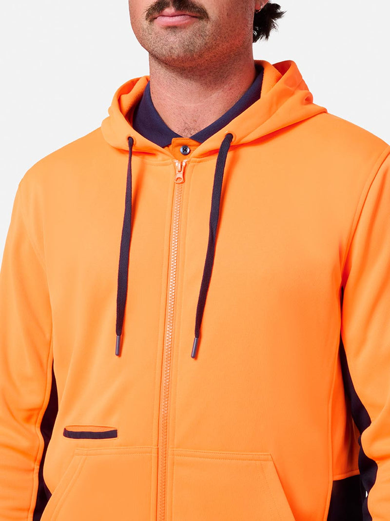 King Gee K55019 Original Hi Vis Full Zip Fleece Hoodie Mens – product photo