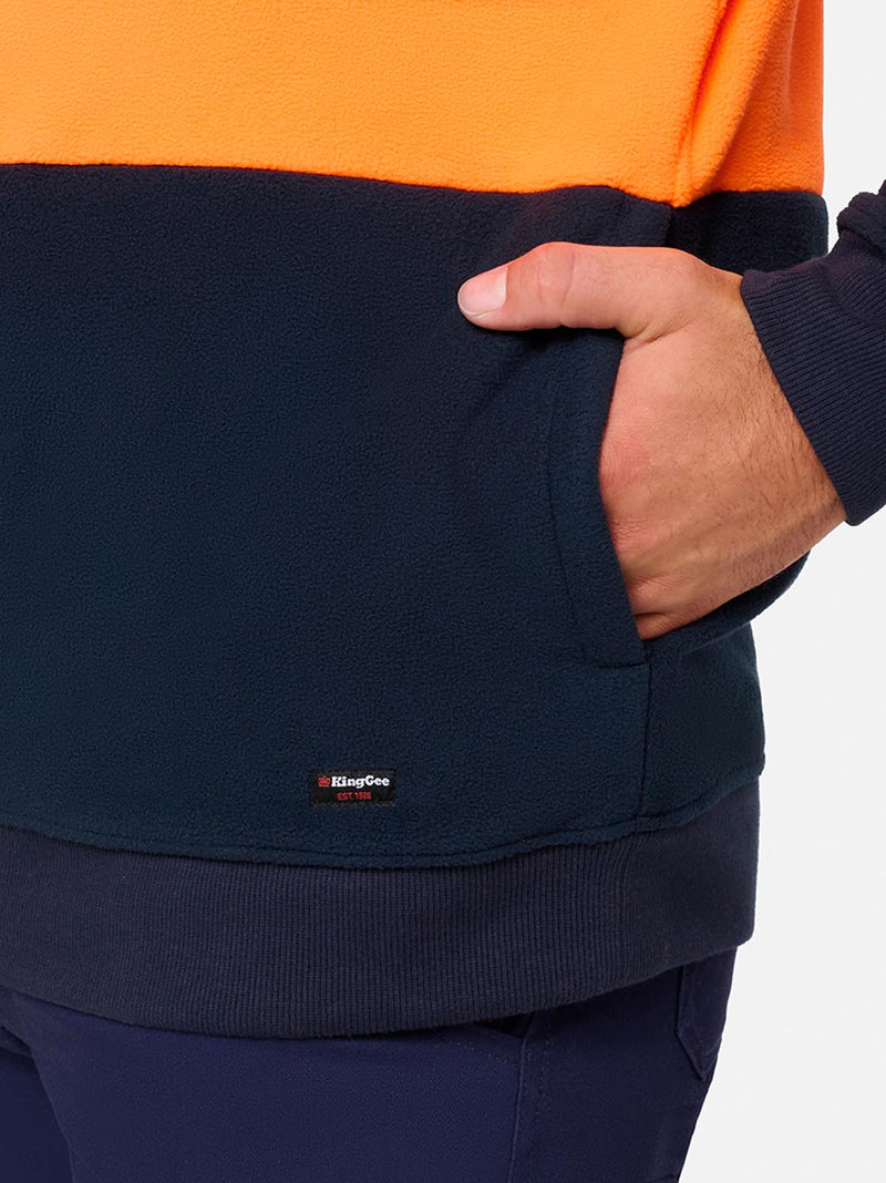 King Gee K55021 Originals Hi-Vis 1/4 Zip Polar Fleece Pullover Mens – product photo