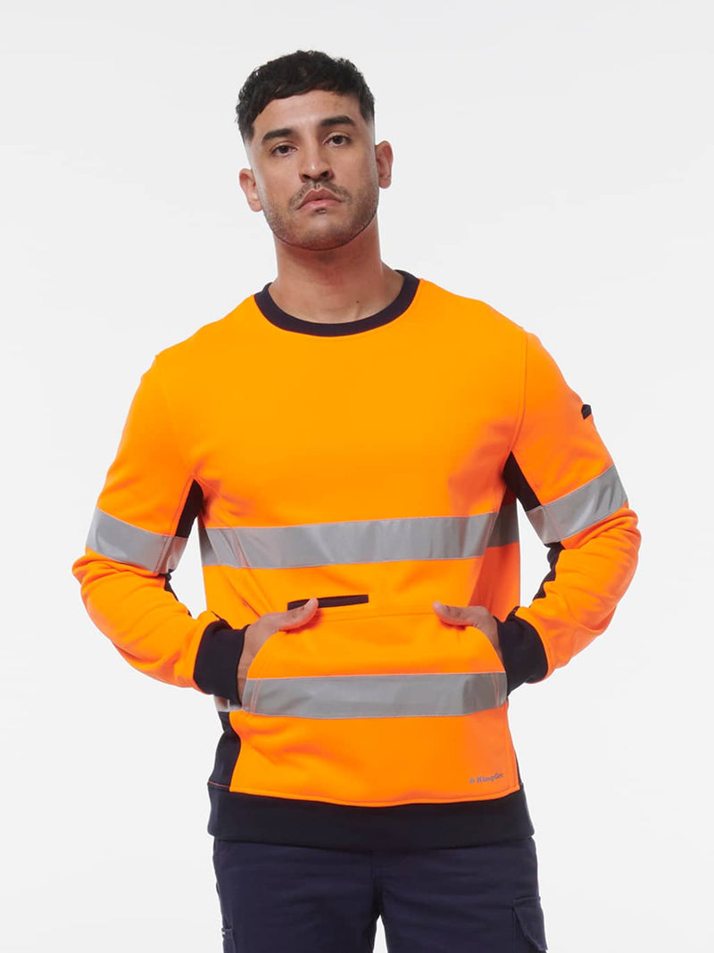 King Gee K55058 Reflective Spliced Crew Neck Fleece Mens – product photo