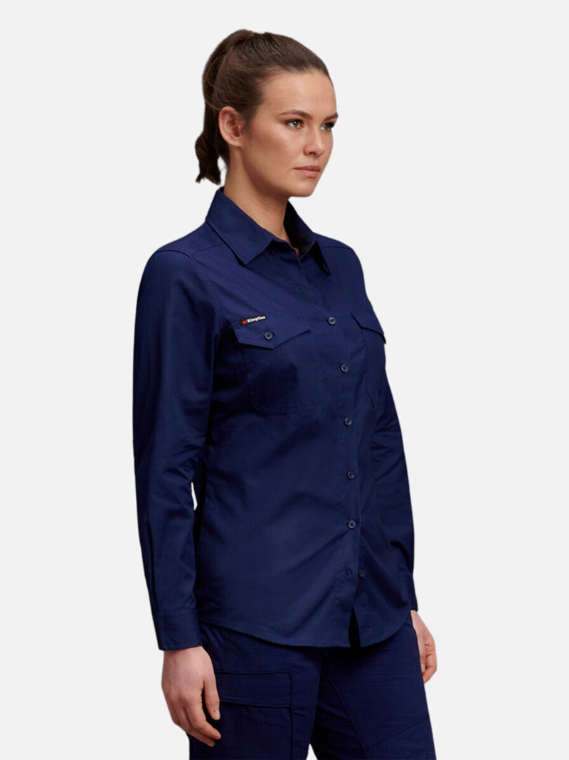 King Gee K69880 Workcool 2 Long Sleeve Ripstop Work Shirt Ladies – product photo