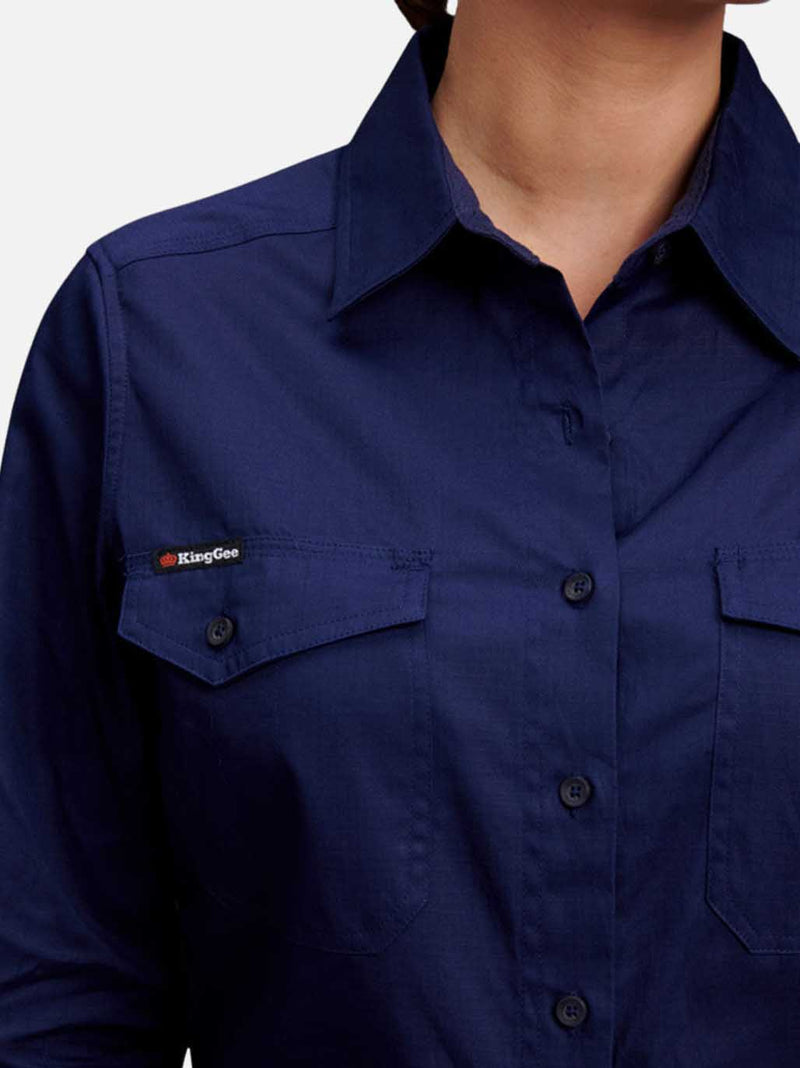 King Gee K69880 Workcool 2 Long Sleeve Ripstop Work Shirt Ladies – product photo