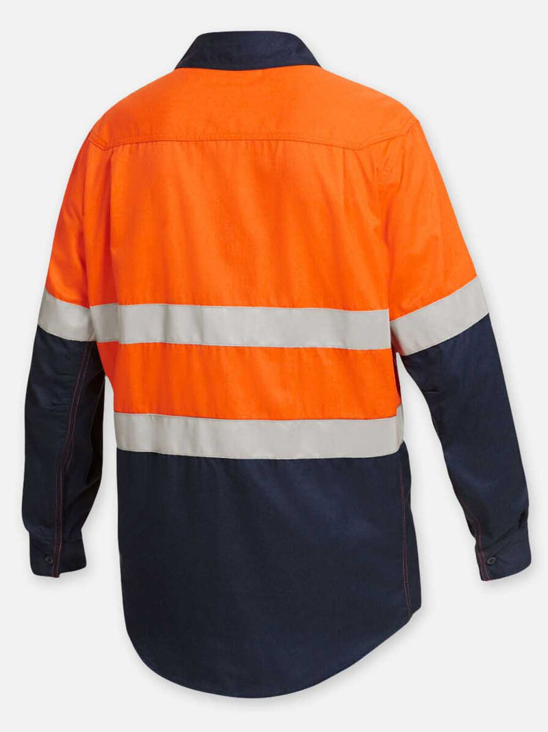 King Gee K84000 Shieldtec LENZING™ FR Hi-Vis Spliced Open Front Taped Shirt PPE2 Mens – product photo
