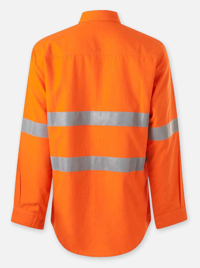 King Gee K84003 Women’s Shieldtec LENZING™ FR Hi-Vis Open Front Taped Shirt PPE2 Ladies – product photo