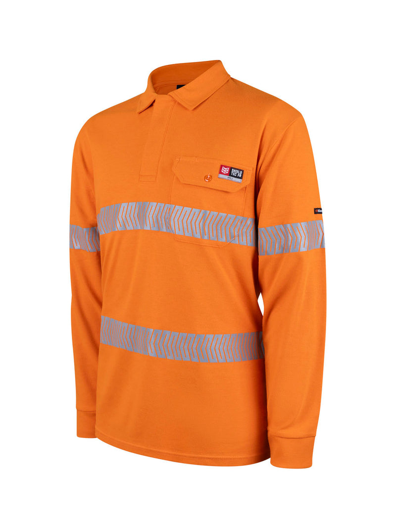 King Gee K84008 Shieldtec FR Hi-Vis Spliced Polo with FR Tape Mens – product photo