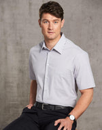 Winning Spirit M7200S Ticking Stripe Short Sleeve Shirt Mens