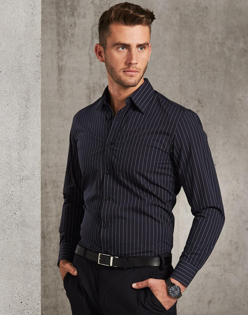 Winning Spirit M7222 Pin Stripe Long Sleeve Shirt Mens