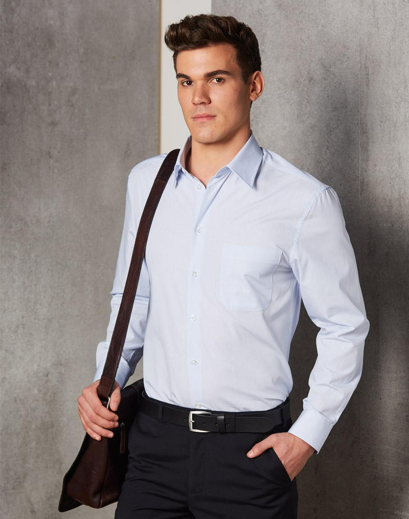 Winning Spirit M7360L Mini Check Long Sleeve Shirt Mens