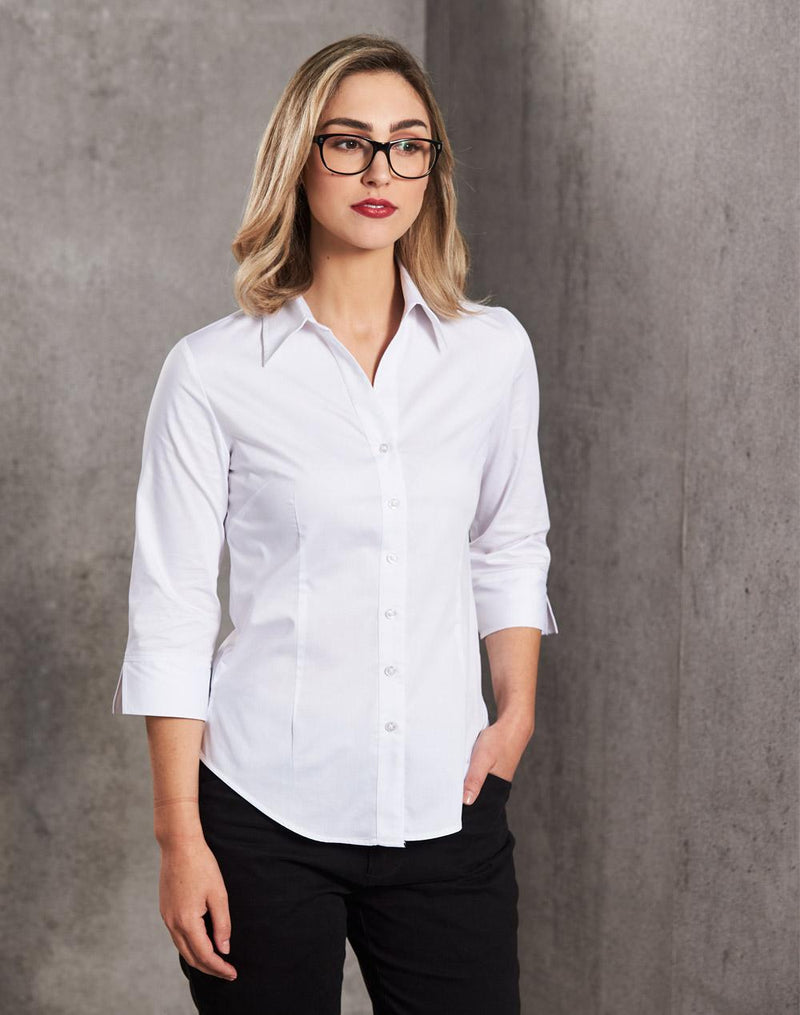 Winning Spirit M8030Q Fine Twill 3/4 Sleeve Shirt Ladies