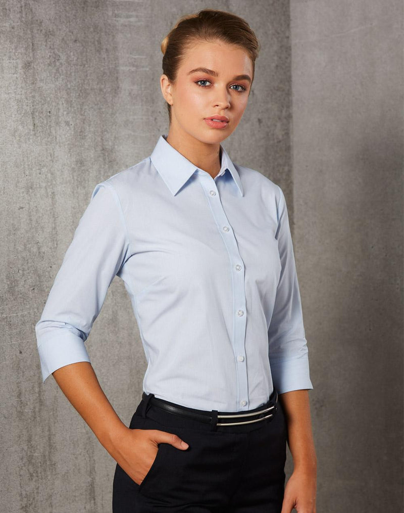 Fine Stripe 3/4 Sleeve Shirt Ladies