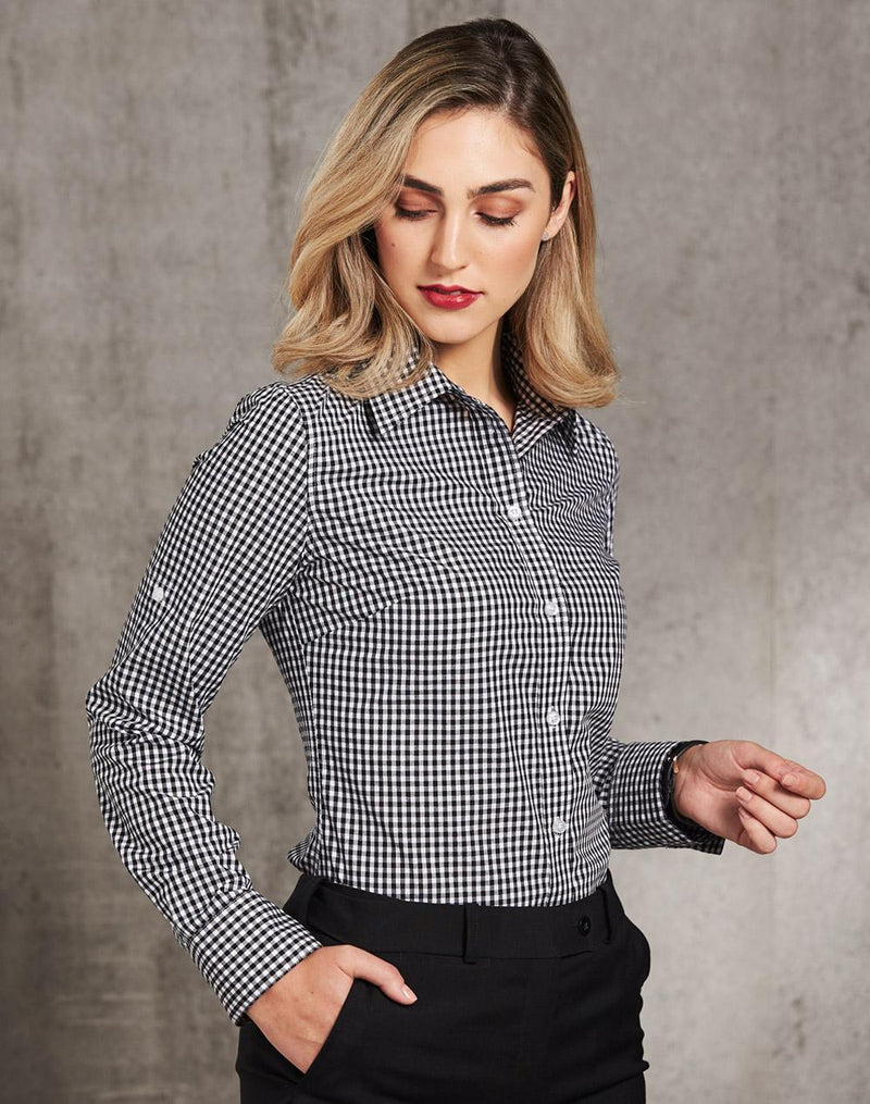 Gingham Check Long Sleeve Shirt Ladies