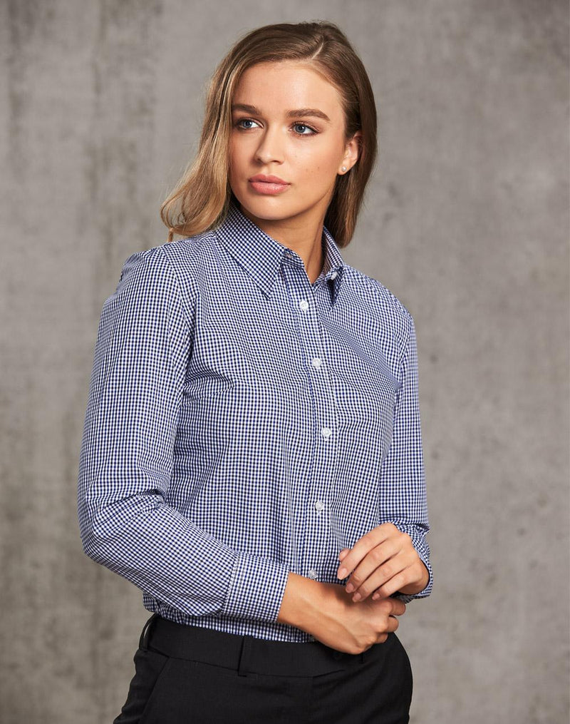 Winning Spirit M8320L Multi-Tone Check Long Sleeve Shirt Ladies