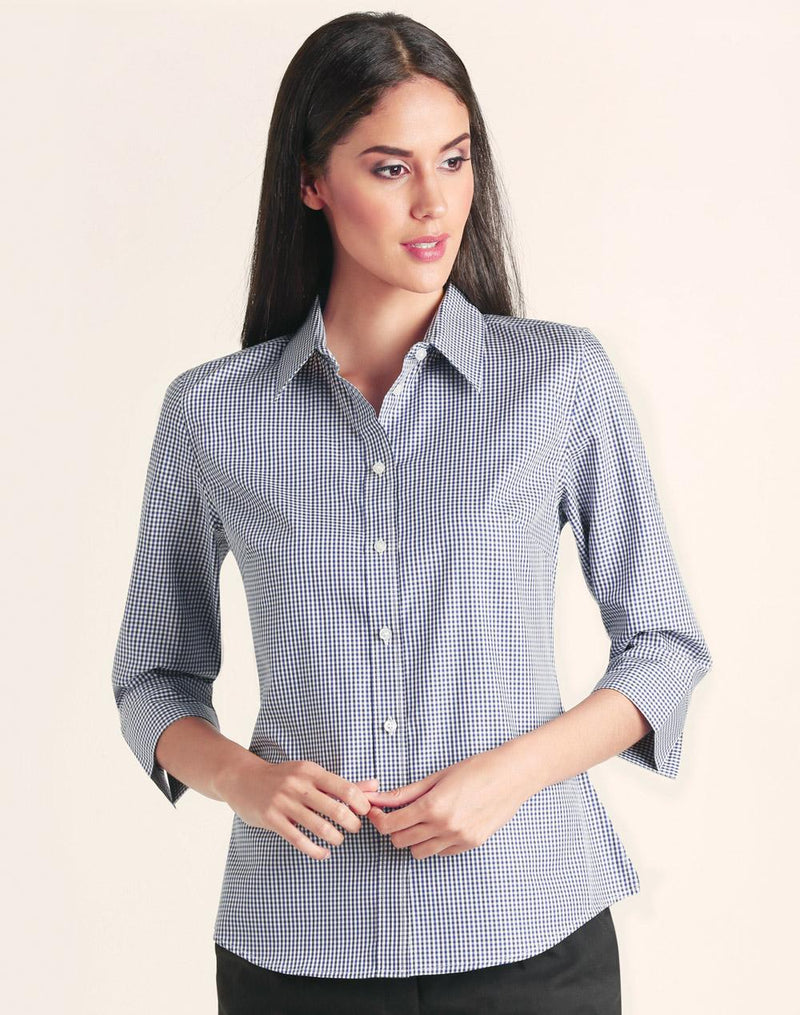 Winning Spirit M8320Q Multi-Tone Check 3/4 Sleeve Shirt Ladies