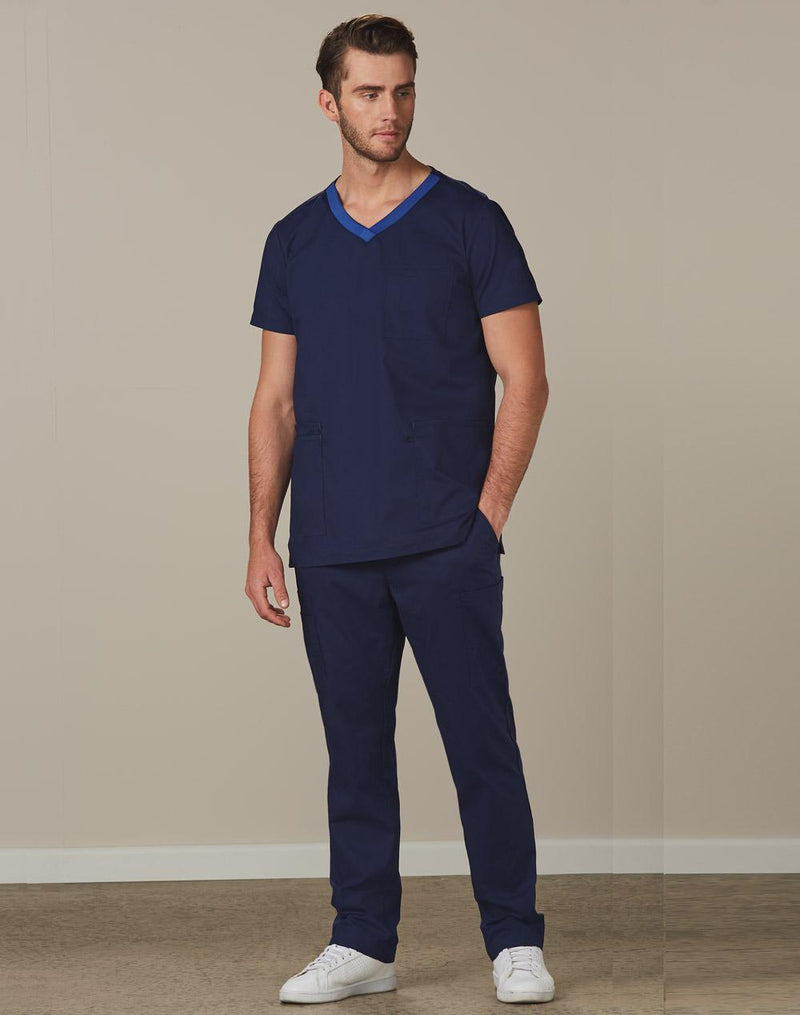 Winning Spirit M9710 Semi-Elastic Waist Tie Solid Colour Scrub Pants Mens