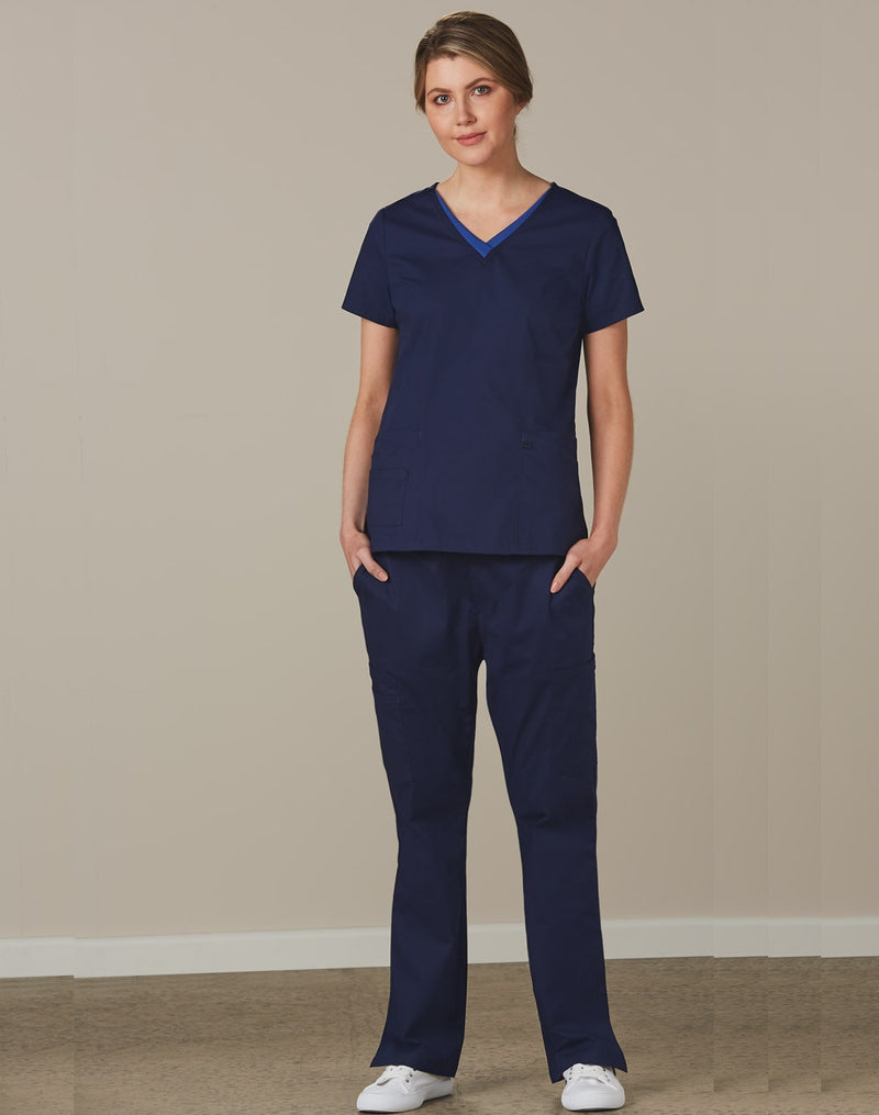 Winning Spirit M9720 Semi-Elastic Waist Tie Solid Colour Scrub Pants Ladies