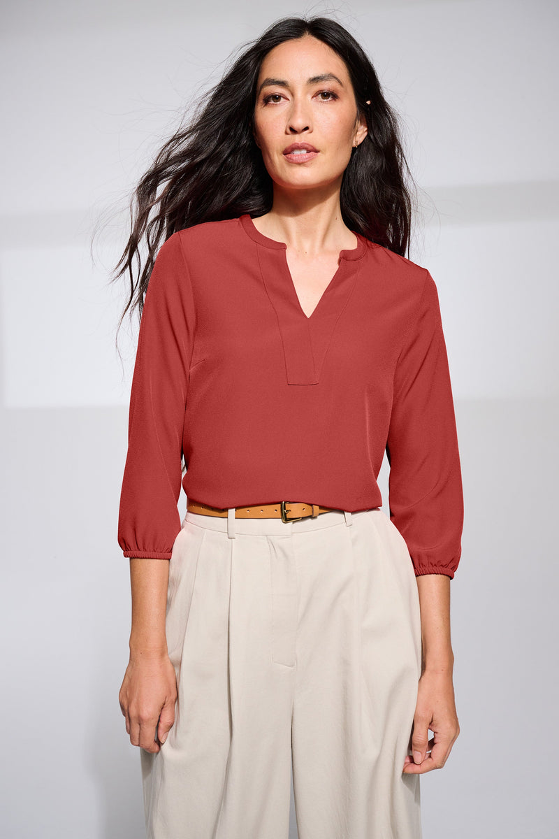 Mercer+Mettle MM2011 Stretch Crepe 3/4-Sleeve Blouse Ladies (3XL - 4XL)