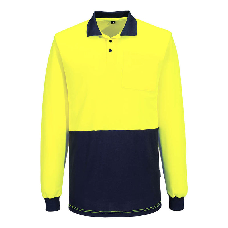 Hi-Vis Cotton Comfort Contrast Class D Polo Shirt L/S