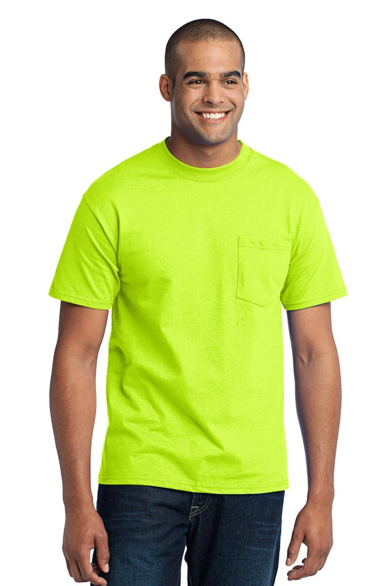 Port & Company PC55P Core Blend Pocket Tee – Hi Vis