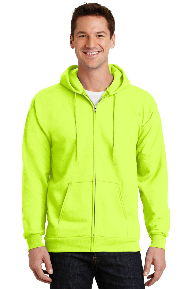 Port & Company PC90ZH Essential Fleece Full-Zip Hooded Sweatshirt – Hi Vis (3XL - 4XL)