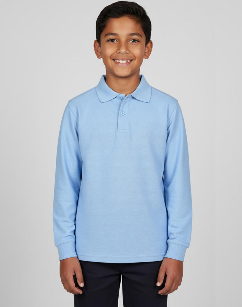 Winning Spirit PS12K Traditional Poly/Cotton Pique Knit Long Sleeve Polo Kids