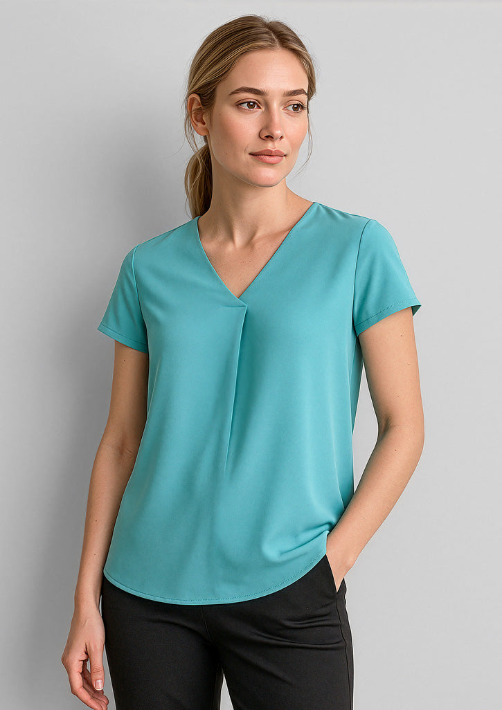Biz Corporates RB967LS Kayla V-Neck Pleat Blouse