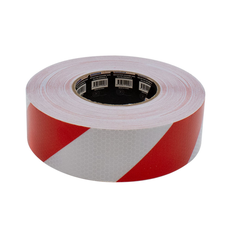 Self Adhesive Reflective Hazard Tape Red & White. 50M X 50mm