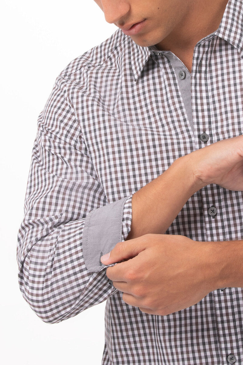 Chef Works SHC05 Modern Gingham Long Sleeve Dress Shirt Mens – product photo