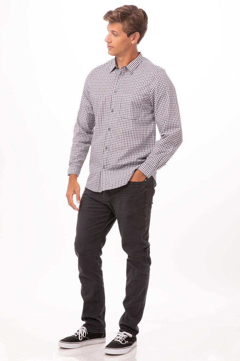 Chef Works SHC05 Modern Gingham Long Sleeve Dress Shirt Mens – product photo