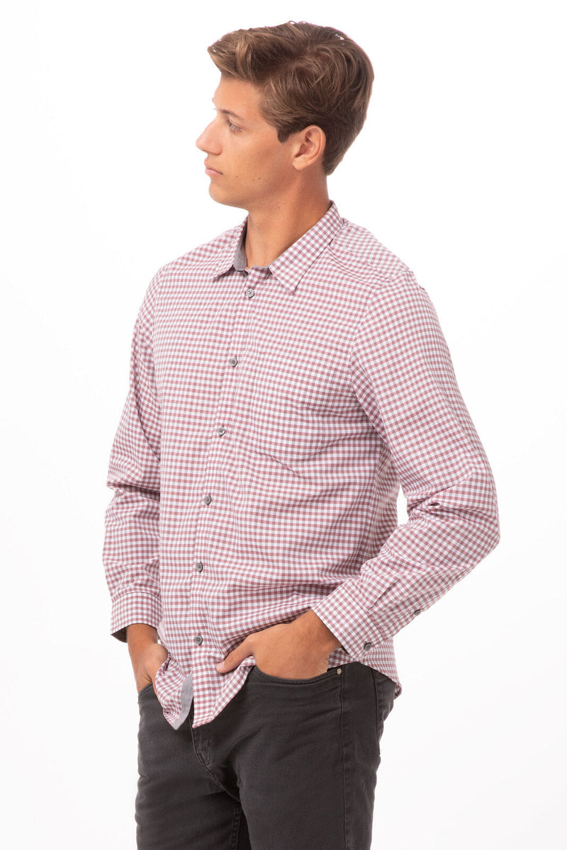 Chef Works SHC05 Modern Gingham Long Sleeve Dress Shirt Mens – product photo