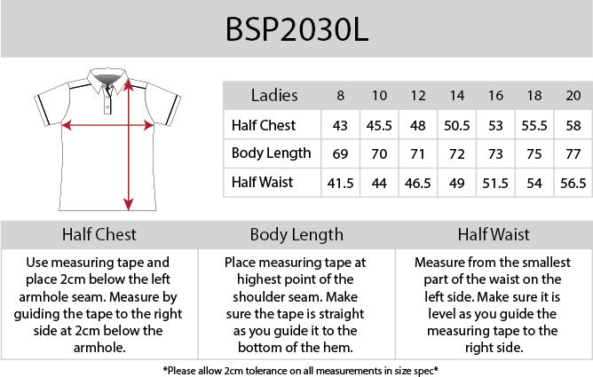 BSP2030L Short Sleeve Polo Ladies