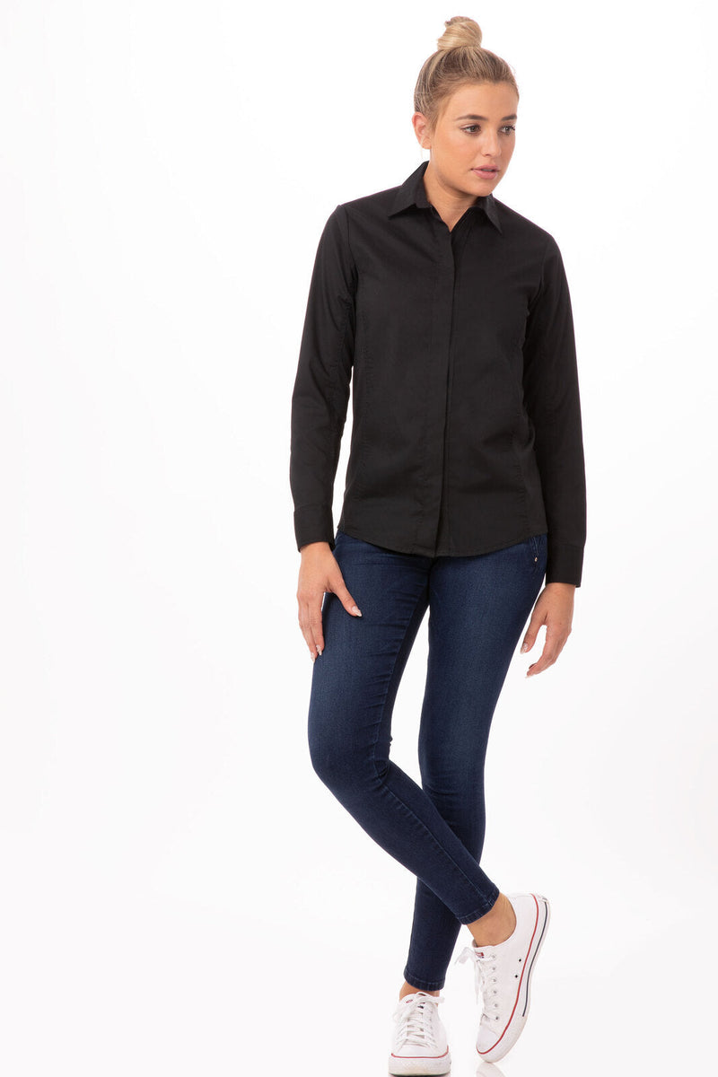 Chef Works SLWFZ003 Shelby Zip Front Shirt Ladies – product photo
