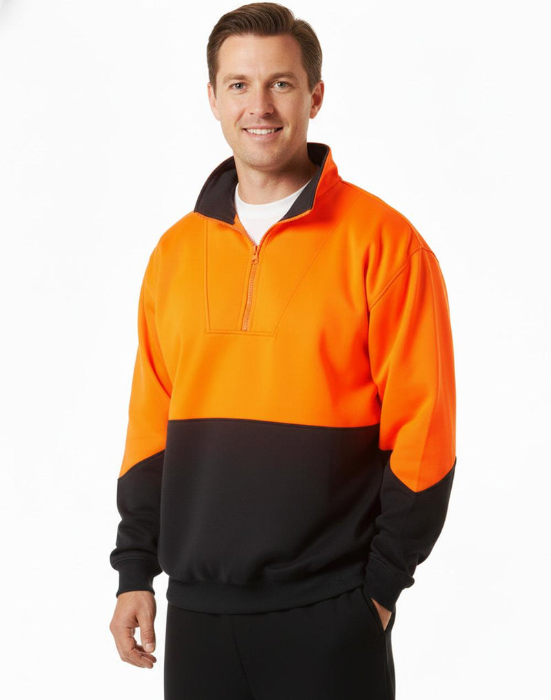 Winning Spirit SW13A Hi Vis Long Sleeve Fleece Sweat Mens