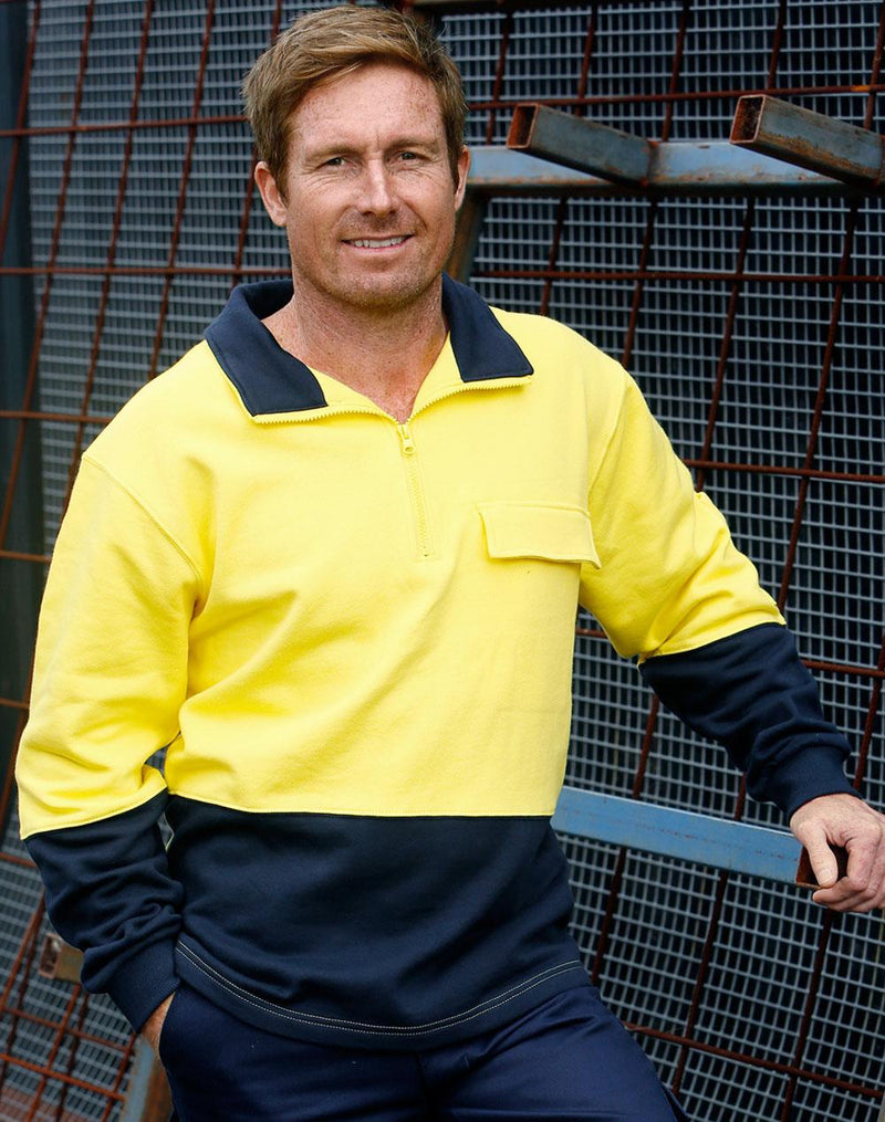 Winning Spirit SW47 Hi Vis Two Tone Cotton Fleecy Sweat Mens