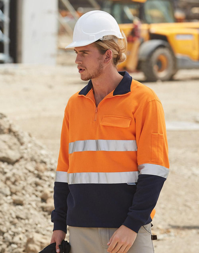 Winning Spirit SW48 Hi Vis Two Tone Cotton Fleece Sweat Mens
