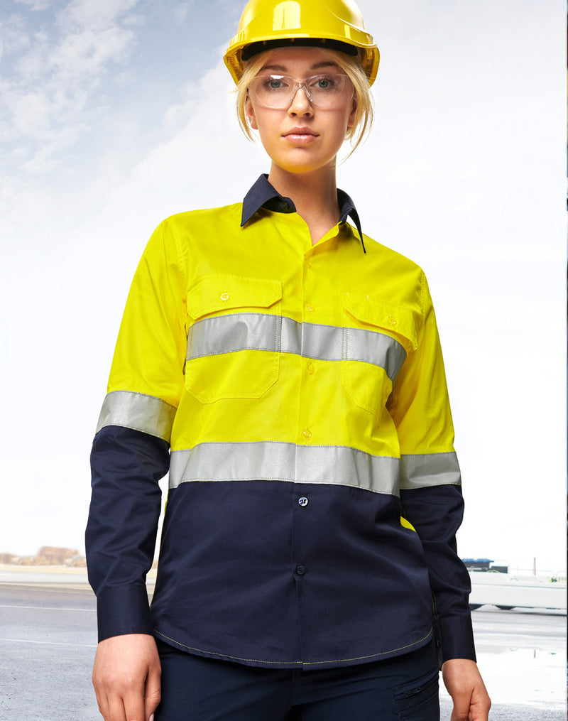 Winning Spirit WS-SW82 HI VIS COOL-BREEZE SAFETY LS SHIRT LADIES